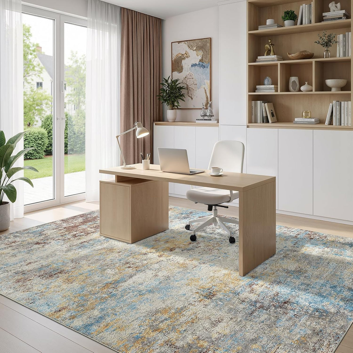 10X12 Area Rugs for Living Room Washable Abstract Rug Multicolor