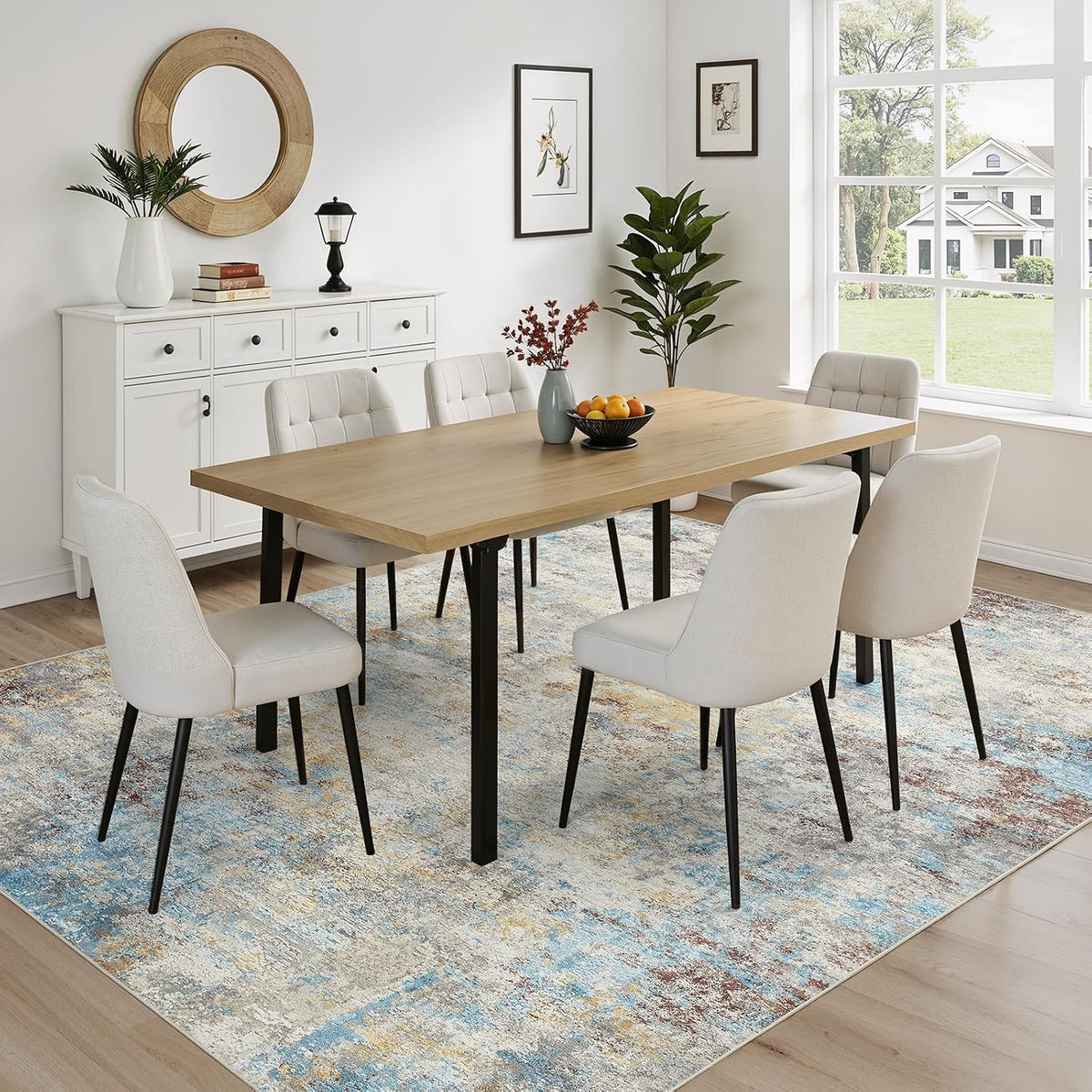 10X12 Area Rugs for Living Room Washable Abstract Rug Multicolor