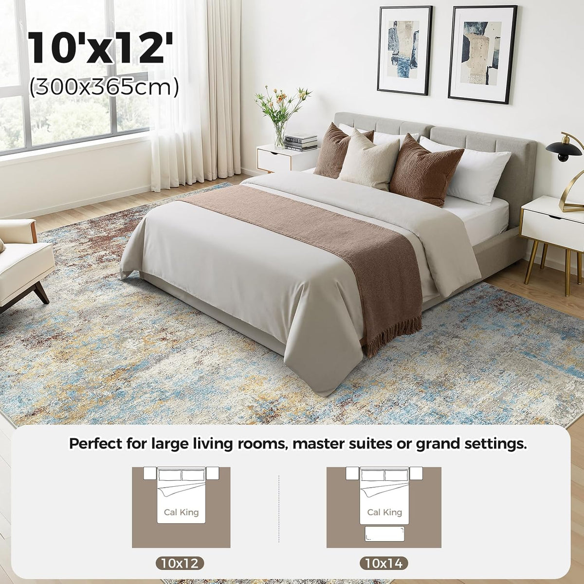 10X12 Area Rugs for Living Room Washable Abstract Rug Multicolor