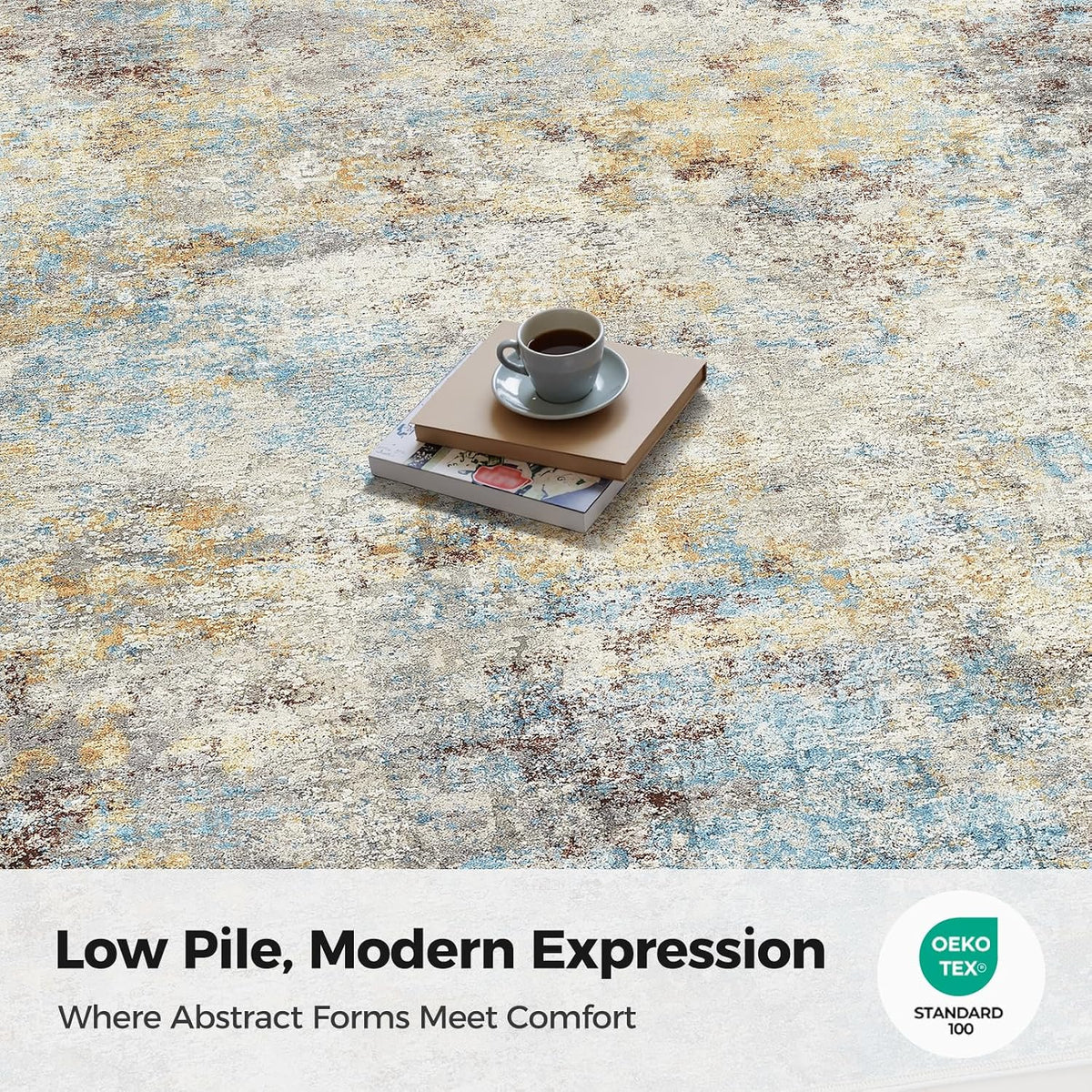 10X12 Area Rugs for Living Room Washable Abstract Rug Multicolor